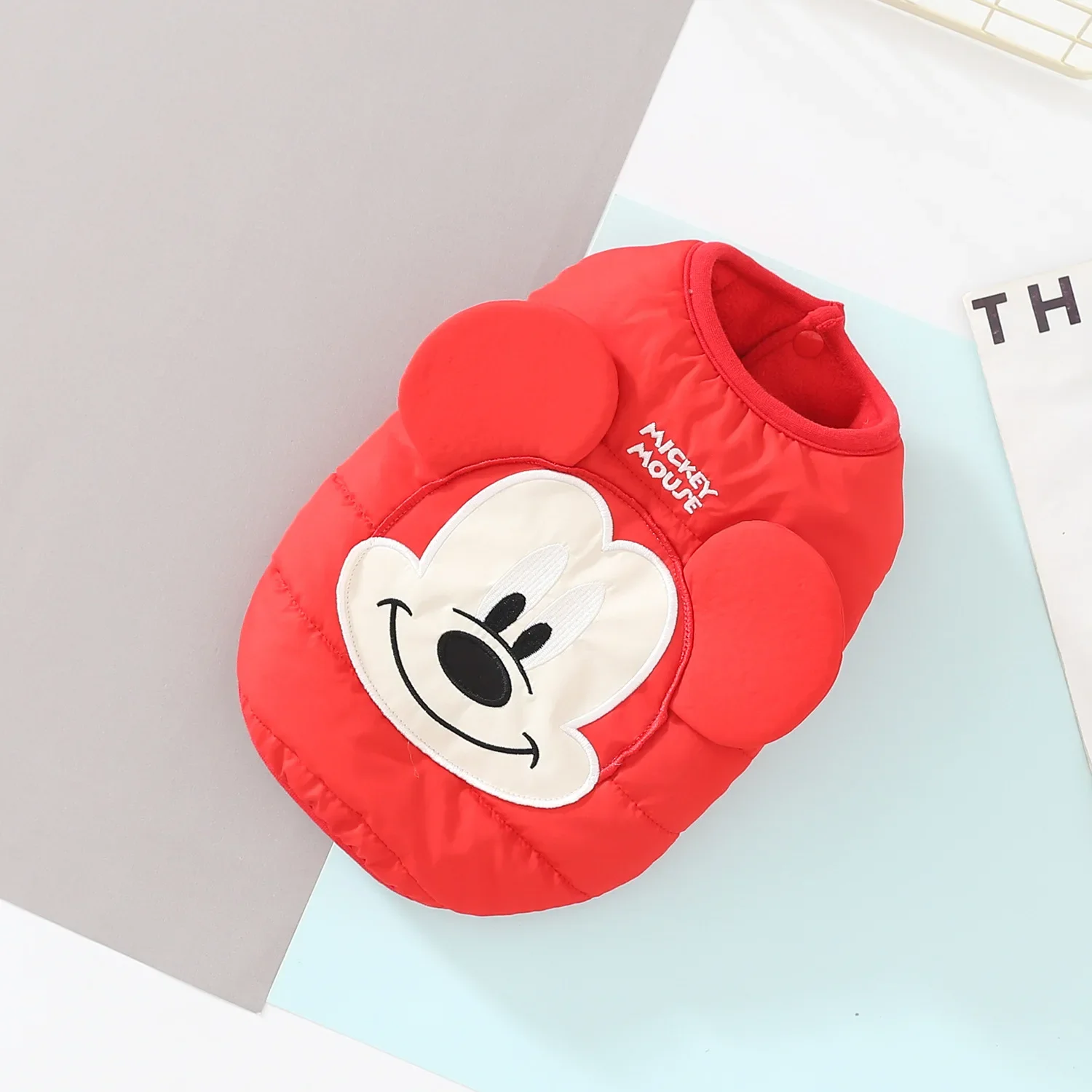 Disney Mickey Mouse Pet Clothes Down Jacket Pet Dog Jacket Autumn  winter Dog Clothes Three-dimensional Cartoon Cotton Vest coat