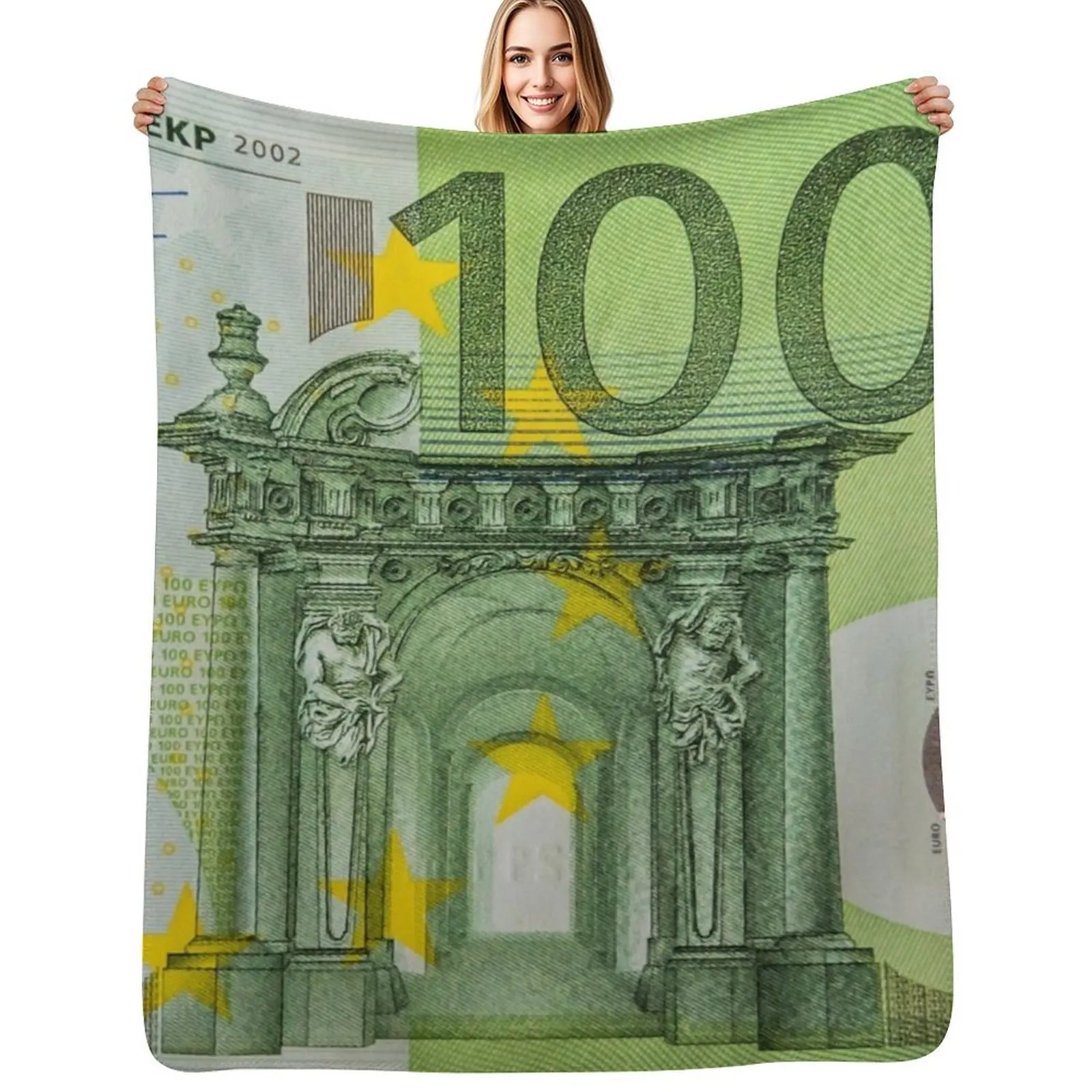 

100 Euro Note for Good Luck Throw Blanket Warm Cozy Throw Blanket for Living Room Couch