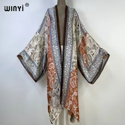 WINYI kimono купальник sweter damski luźny długi strój imprezowy Boho Maxi stroje plażowe dla kobiet zakrywają stroje kąpielowe فساتين طويلة