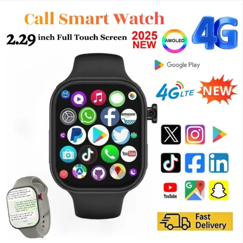 

Умные часы VP99 4G LTE с Android 2,29-дюймовым экраном Amoled, умные часы с 180 ° вращающаяся камера Global Talk GPS WIFI слот для SIM-карты