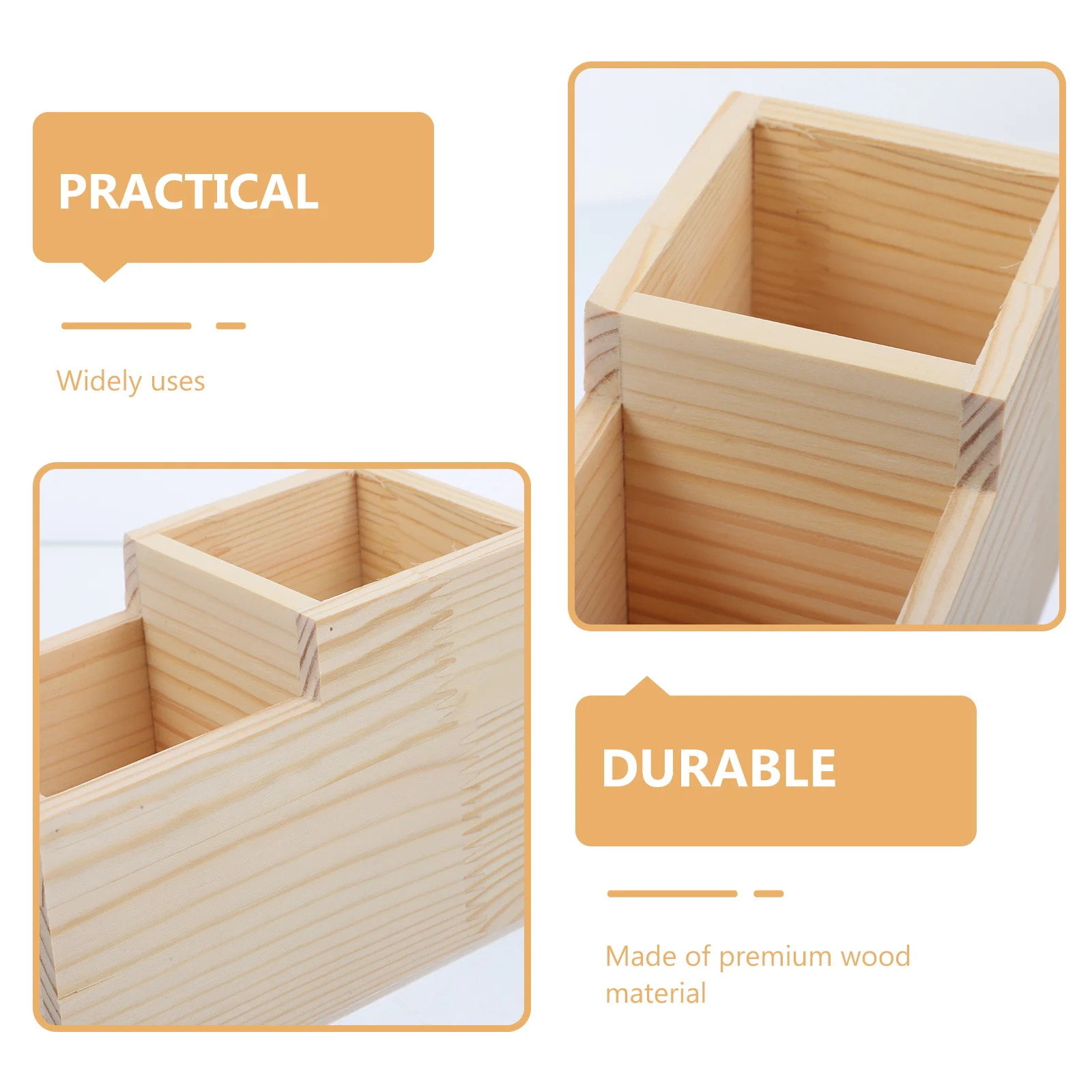 Boîte de rangement en bois naturel pour maquillage, outils pour ongles, crayons, organisateur de bureau, vanité, organisateur de bureau à domicile, maquillage en bois