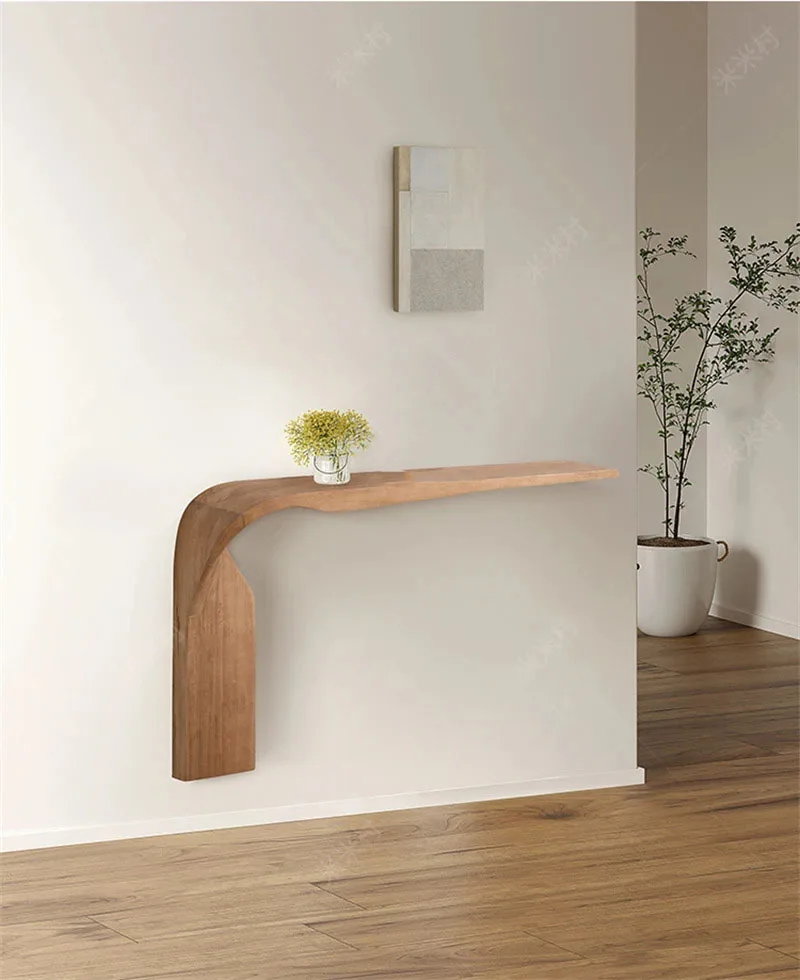 Simple Art Console Table Creative Entrance Furniture Console High-grade Special-shaped Solid Wood Wall Nordic Decorative Table E