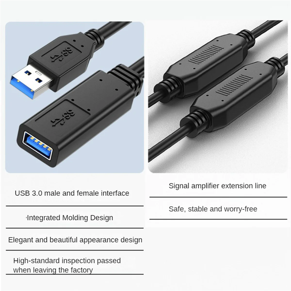 A26P Przedłużacz USB 3.0 męski na żeński Aktywny przedłużacz USB Repeater ze wzmacniaczem sygnału 49,2 stopy/15 metrów