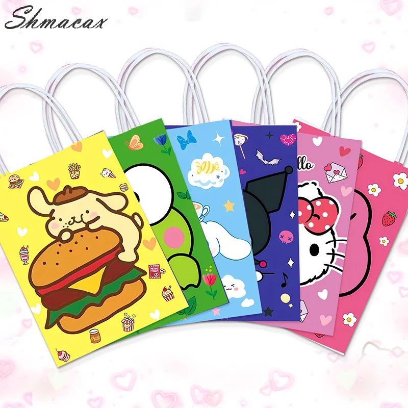 Cartoon Sanrios Anime Kraft Paper Bag Candy Cookie Gift Bag Shopping Handbag Birthday Party Gifts Package Bags