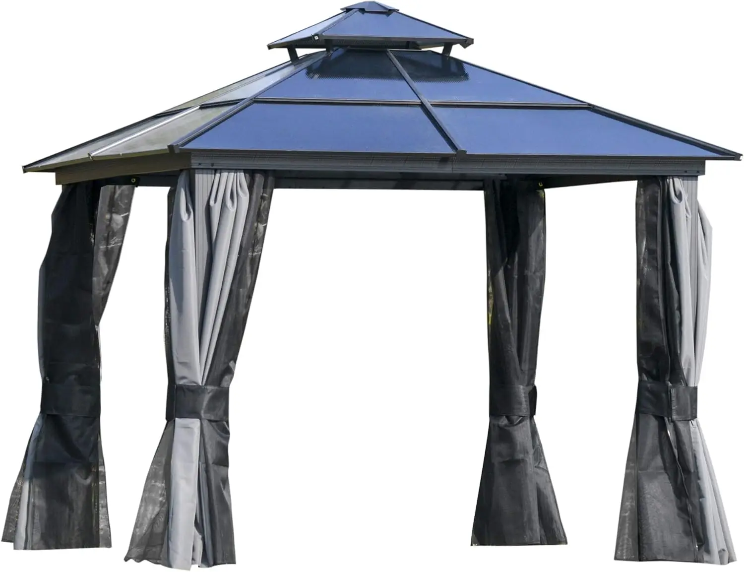 Outsunny 10' X 10' Hardtop Gazebo Canopy With Polycarbonate Roof, Aluminum Frame, Permanent Pavilion Outdoor Gazebo With