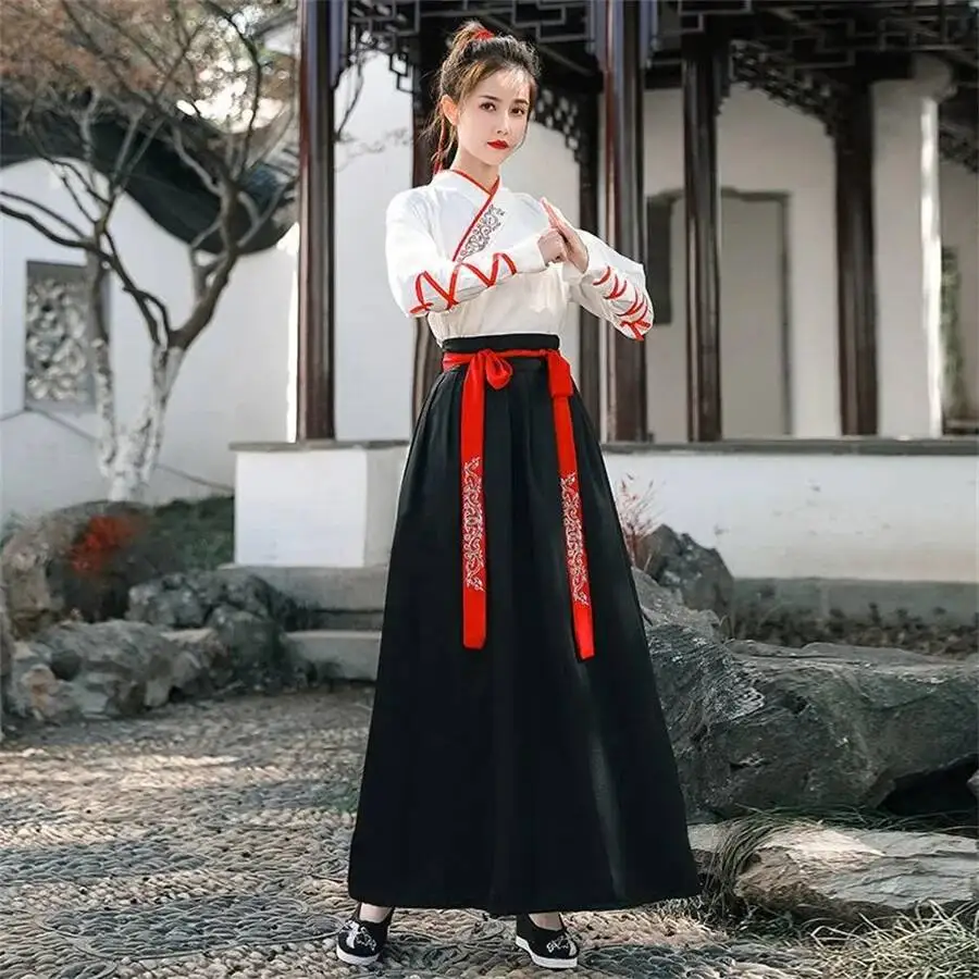 Hanfu Vrouwen Top Rok, комплект из 2 лыж, Mannen, винтажный Etnische Mode, косплей, элегантный традиционный китайский кидрайд?