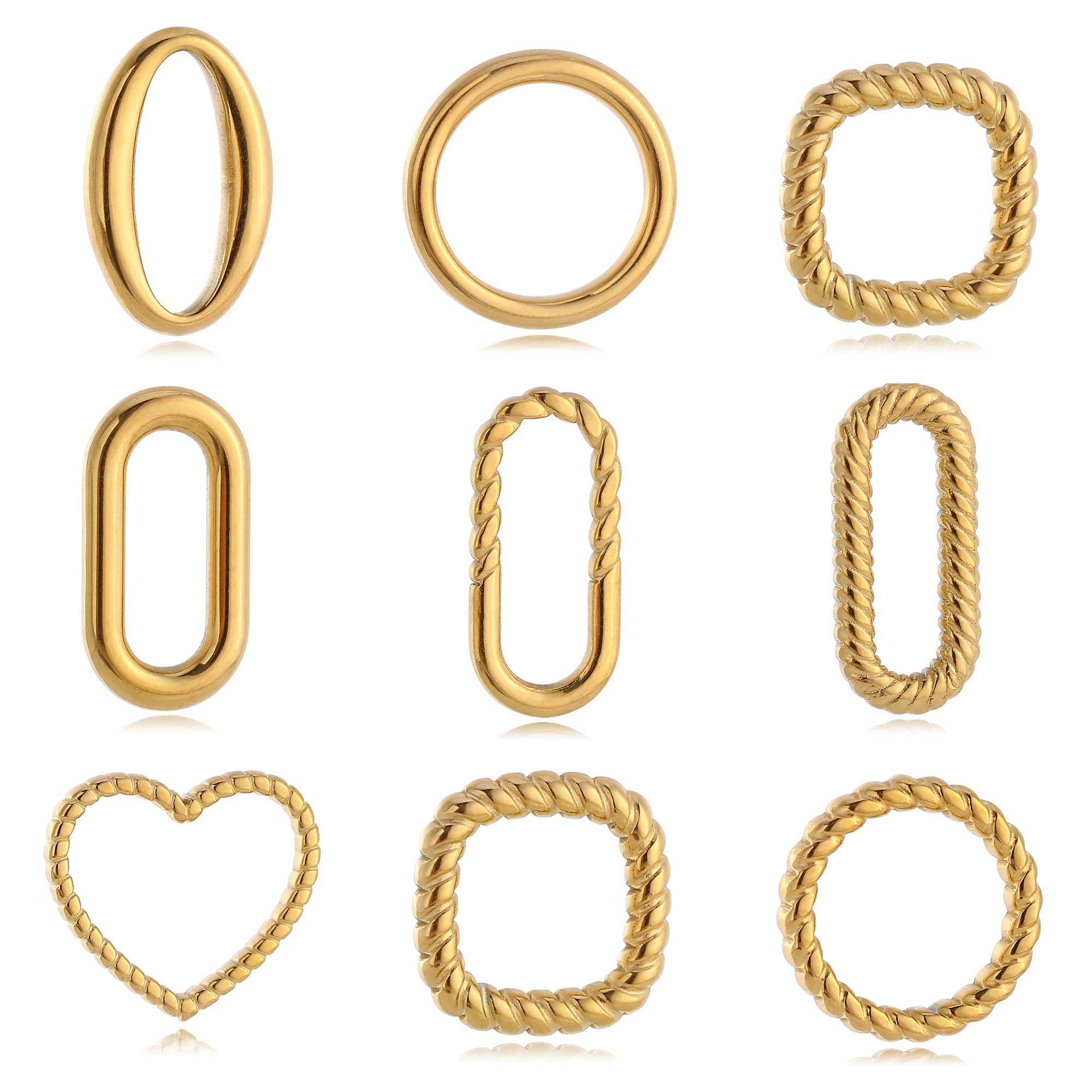 3Pcs/Lot Twist Oval/Round/Hearts Charms Stainless Steel Geometric Connectors Pendants Diy Earrings Necklace Making Accessories