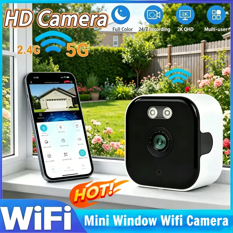 2.4/5GHz Wifi Window 1080 HD Camera 3MP Full Color Night Vision Indoor Security Mini Stickable Window Monitoring Camera 2026