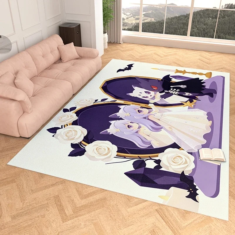 Halloween Gengar Ghost 3D Print Imitation Cashmere Rug, Soft Water Absorbent Large Floor Carpet For Living Room Bedroom Decor