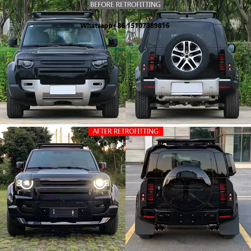 Appearance Upgrade New Front and Rear Car Bumper with Fog Light Cut-Outs Modification Body Kit for Range Rover 2020 Defender