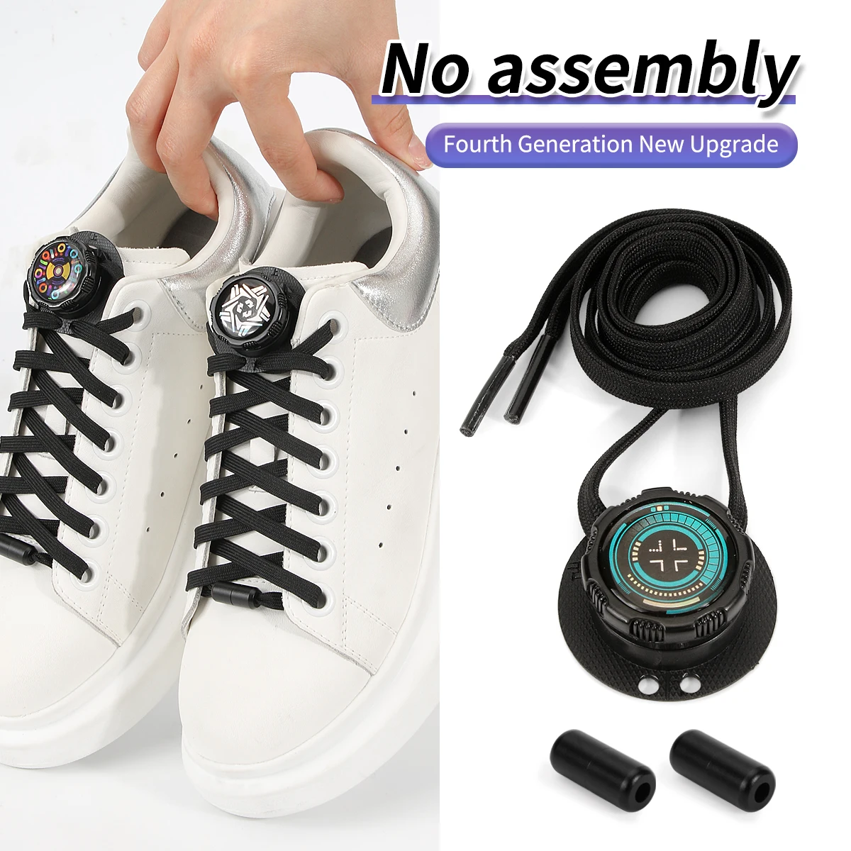 No-Tie Rotating Lock Laces for Men & Women, Upgraded Rotating Lock Laces, Hands-Free Lazy Shoelace for Sports Running Sneakers