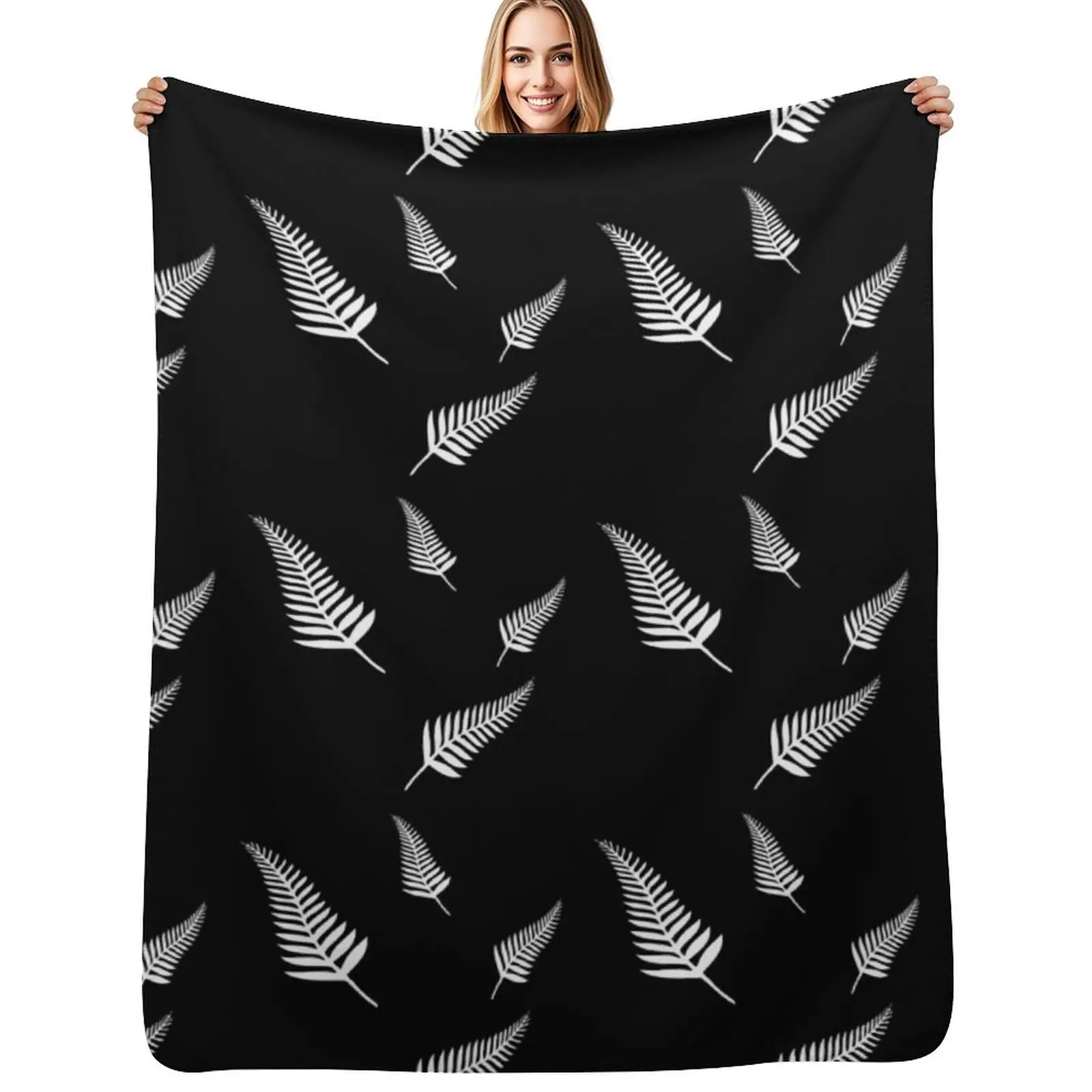 

New Zealand Fern Pattern Throw Blanket Soft Cozy Blanket for Pet Kids Adults