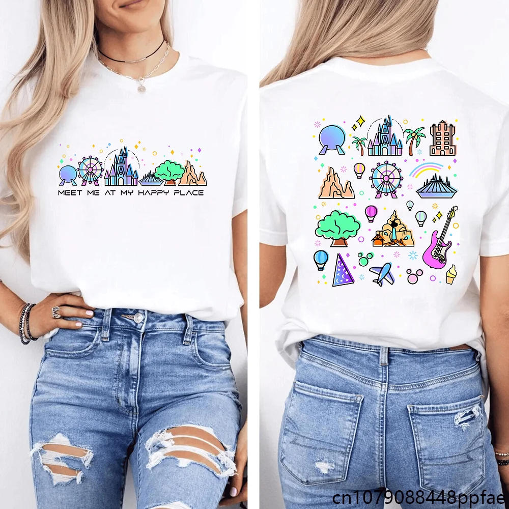 

Футболка Disney Magical Disney, уличная повседневная рубашка с круглым вырезом и короткими рукавами, женская футболка, топ