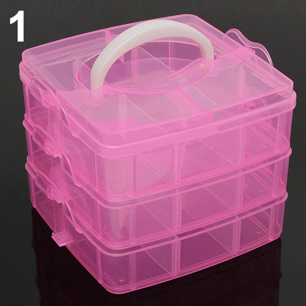 3 Layers 18 Compartments Clear Storage Box Container Jewelry Bead Organizer Case Rangement Cajas organizadoras Plastic box