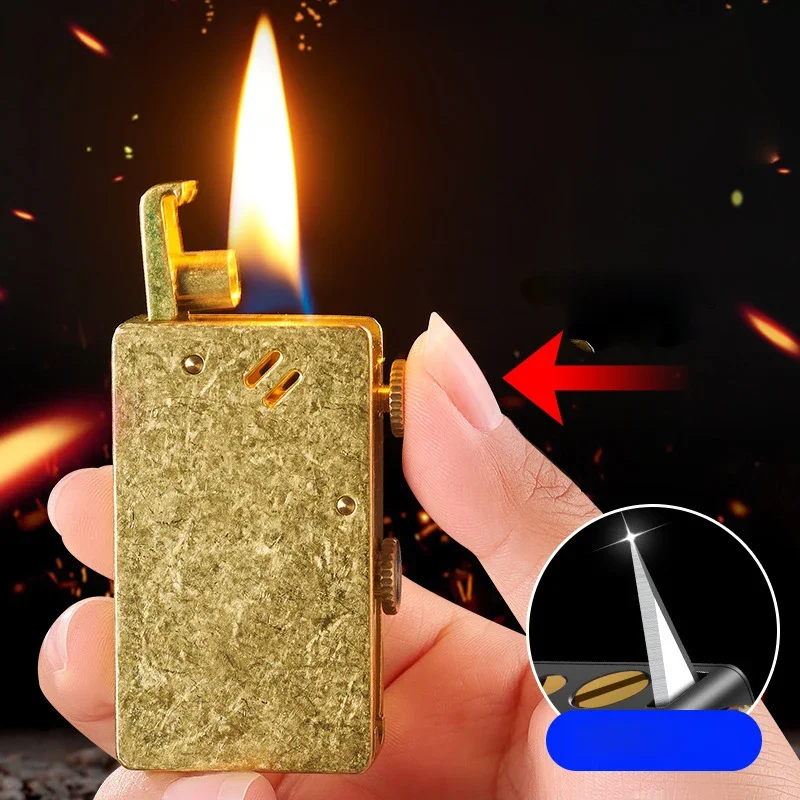 Multifunctional Ejection Kerosene Lighter Automatic Ignition Creative Retro Grinding Wheel Metal Lighter Men's Gadget