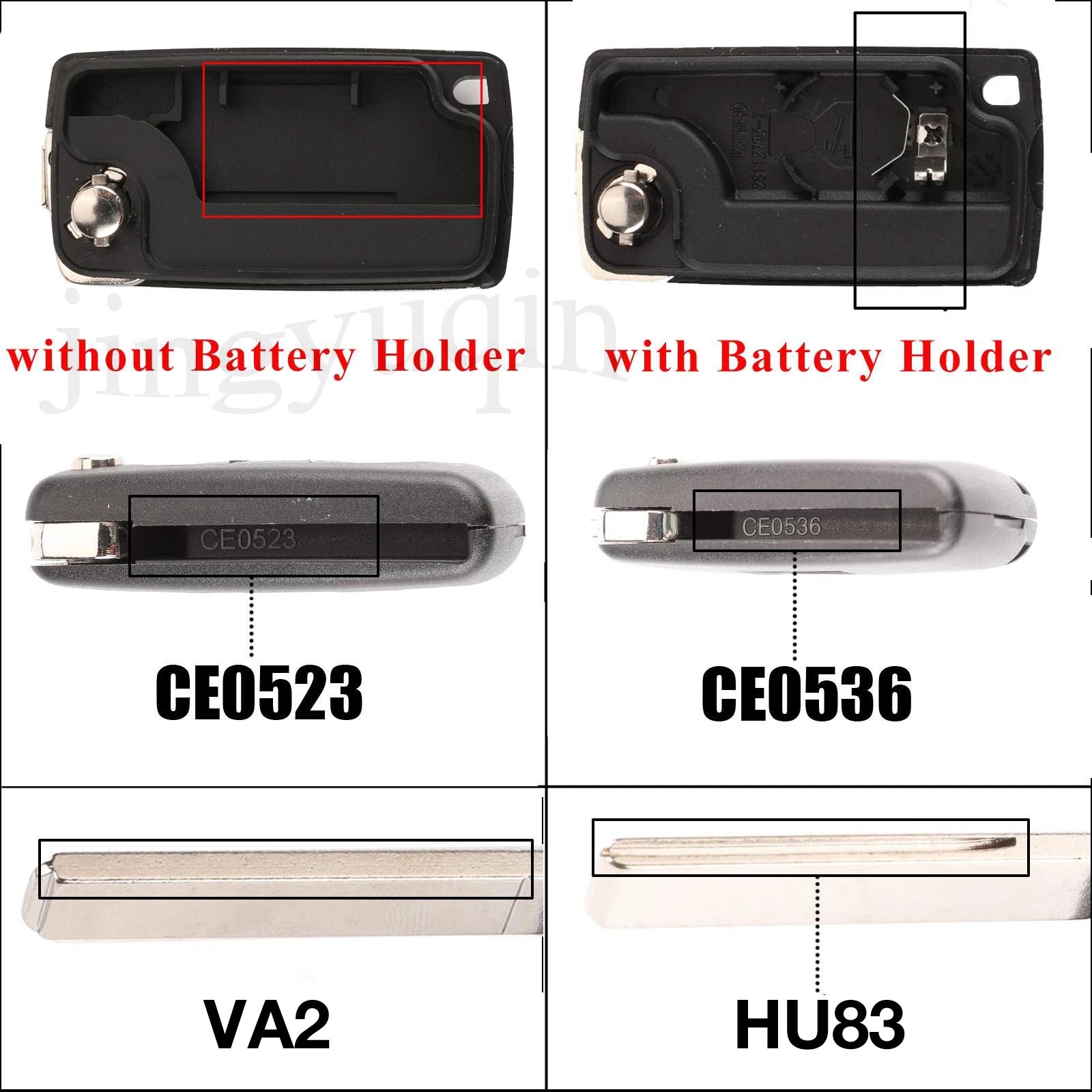 jingyuqin 2/3 Buttons Upgrade Filp Remote Car Key Shell Case CE0523 CE0536 For Peugeot 107 207 307 407 306 308 408 508 3008 4008