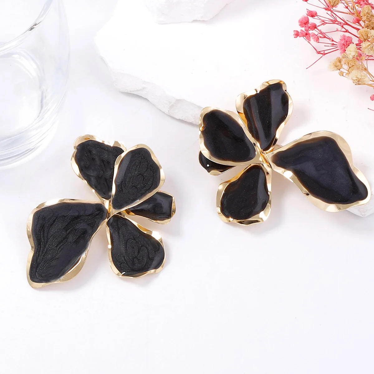 Fashion Jewelry Sweet Design Spring Summer Blue Pink Enamel Flower High End Earrings Party Gifts for Women