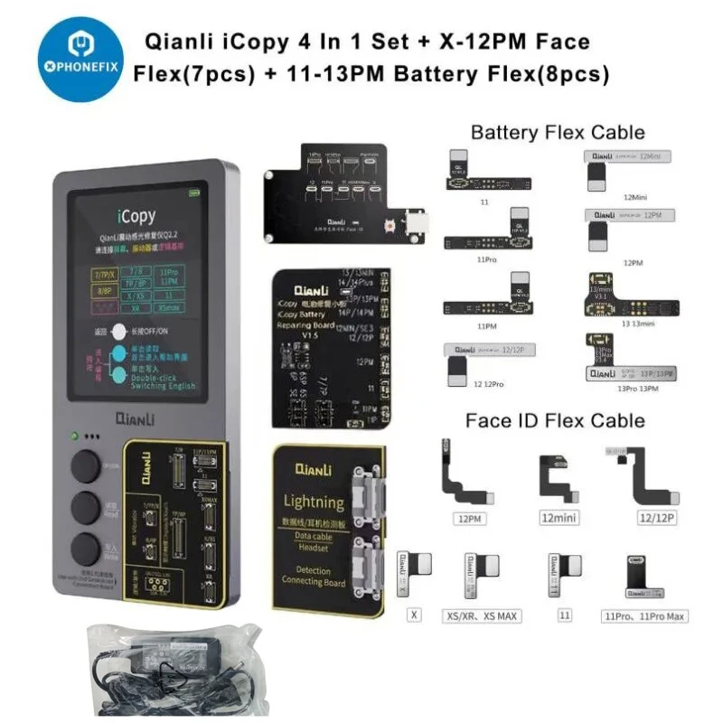 Qianmovies-Programmeur iCopy Plus 2.2, True Tone Board, Face ID, Batterie, Remplacement du câble flexible pour iPhone 11, 12, 13, 14, 15, Outils de réparation