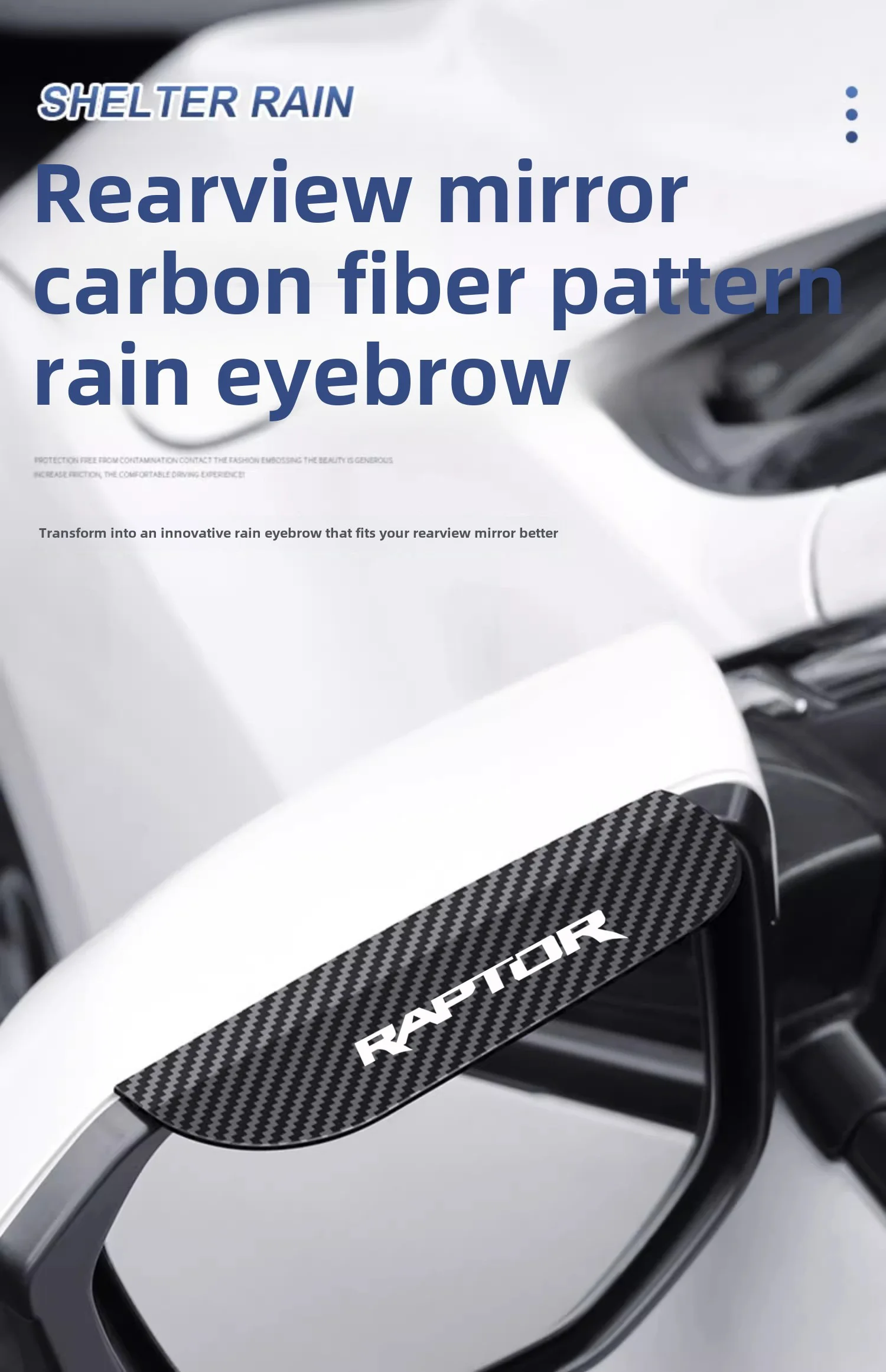 Car rearview mirror rain eyebrow carbon fiber buckle rain baffle rainproof dust and rain For Ford Raptor F150 fx4