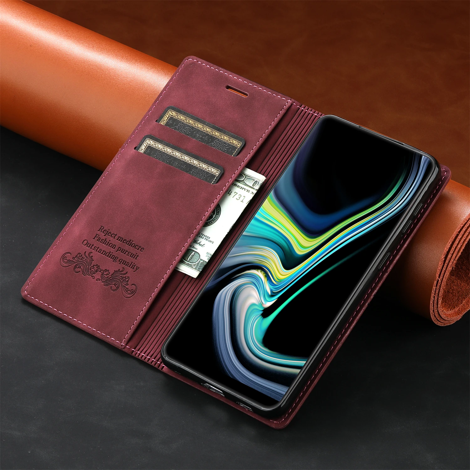 Skórzane etui portfelowe z klapką do Samsung Galaxy S24 Ultra S23 FE S22 S21 S20 5G S10 S9 S8 Plus Note 20 10 9 etui na karty etui na telefon