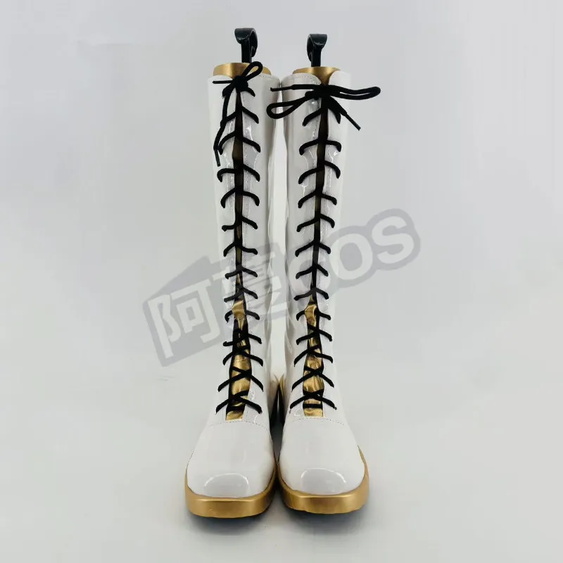 Rumi White Boots KPop Demon Hunters Dance Outfit Shoes Cosplay Shoes Adult Kids Halloween Carnival Shoes