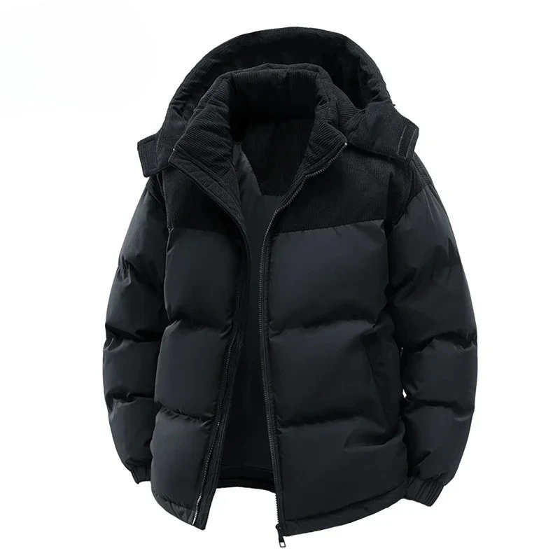 

Autumn Winter Men Outdoor Removable Hooded Windbreak Jacket Coats Men Warm Outwear Casual Fashion Solid Parkas Jacket Male Tops