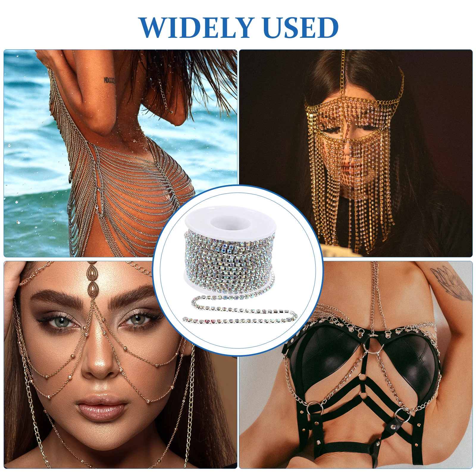 

Rhinestone Chain Chain Base White SS12 DIY Jewelry Wedding Decor Diy Rhinestone Craft Elastic Band Sewing Accessories