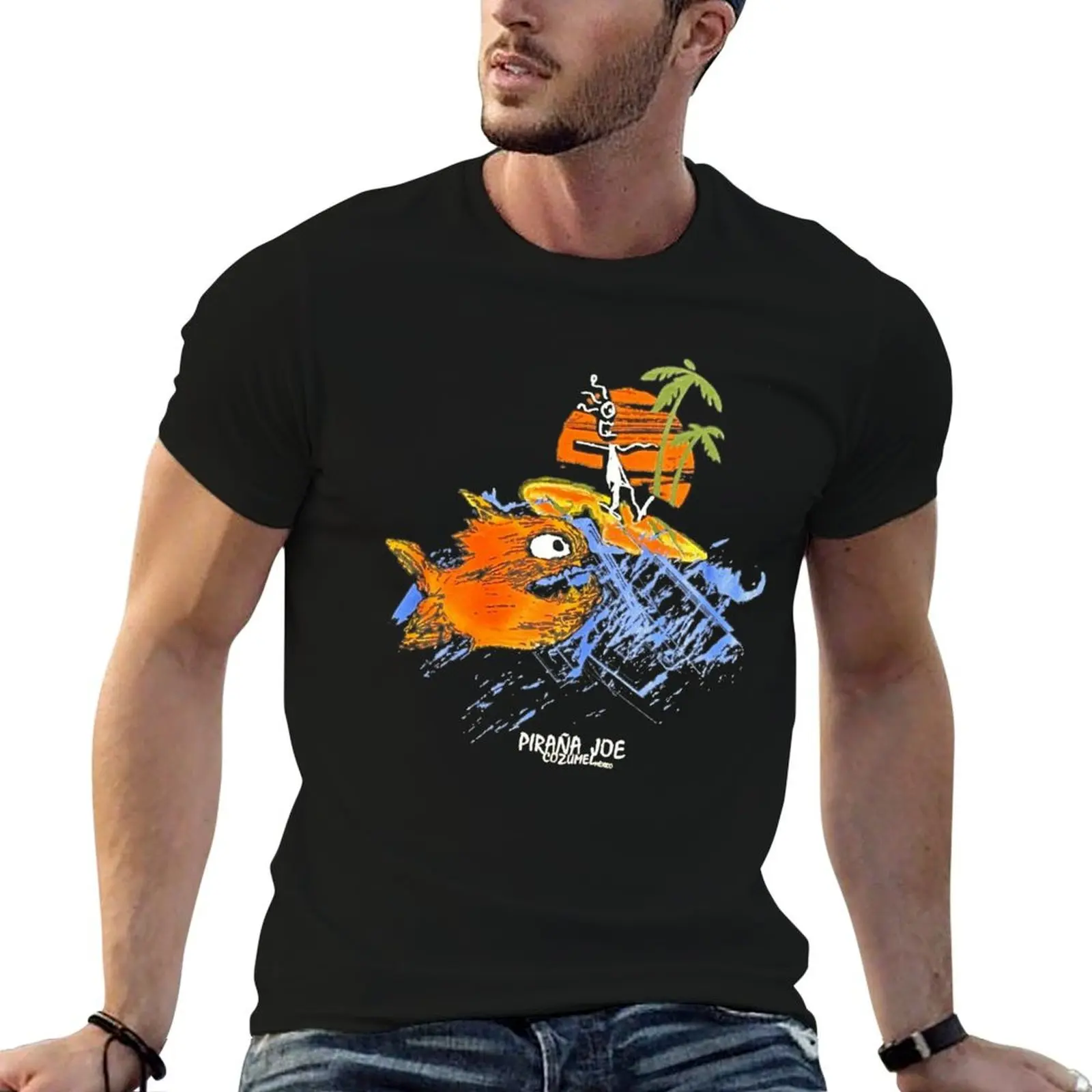 Camiseta de diseñador de México hombre Pirana t hombre Joe gráfico divertido Cozumel camiseta para camisetas