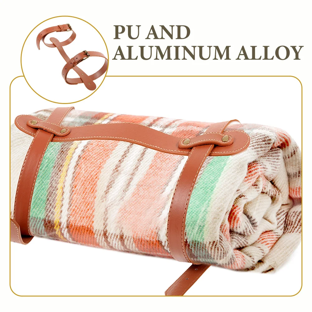 

Adjustable Aluminum Alloy Pu Binding Strap For Beach Mat Camping Picnic Travel Outdoor Floor Blanket Carrying Strap Camping