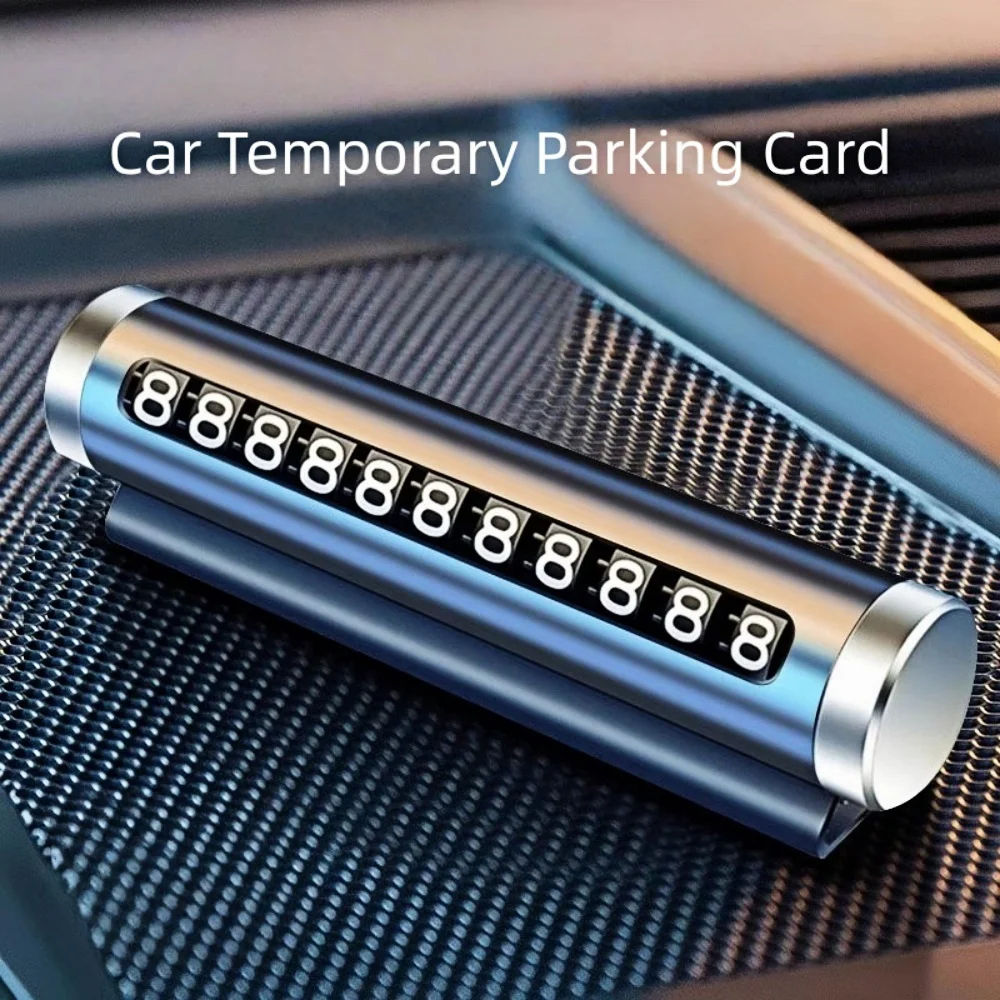 Metal Car Temporary Parking Card Stickers Park Stop in Car-styling Auto Accessories Universal Rotate Phone Number Plate Aluminum