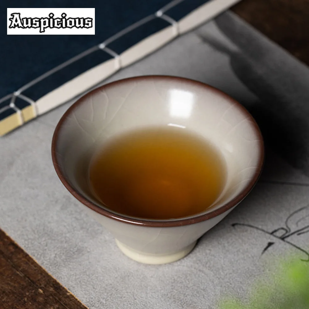 155ml High-end Longquan Celadon Teacup Lard Frozen Ceramic Master Cup Ice Cracked Ink Shadow Hat Cup Chazhan Kung Fu Teaset Gift