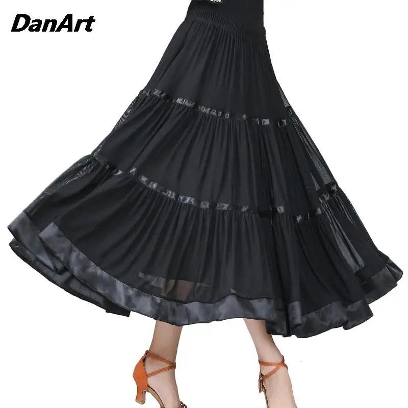 

Modern Dance Elegant Big Swing Skirt Social Dance Performance Dress Square Dance Practice Training Suit Salsa Rumba Long Dress