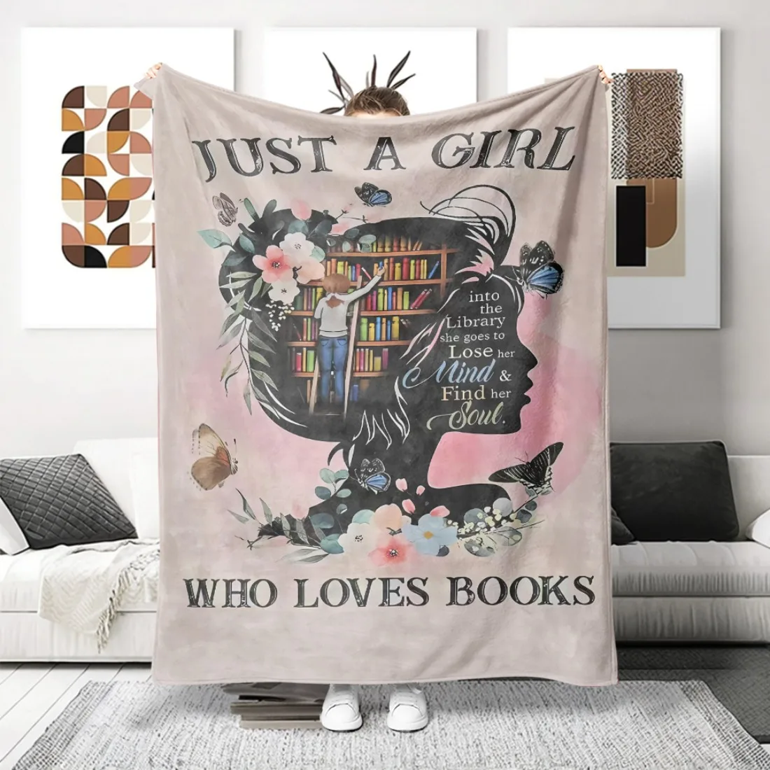 Aesthetic Book Lover Throw Blanket Fleece Cozy Throw for Girl Woman Reading Gifts Literary Quote Student Home Decor Comfort Nap