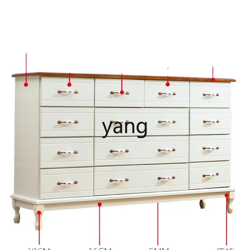 Yjq Solid Wood Chest of Drawers Storage Small Apartment Living Room Storage Bedroom and Household Chest of Drawers