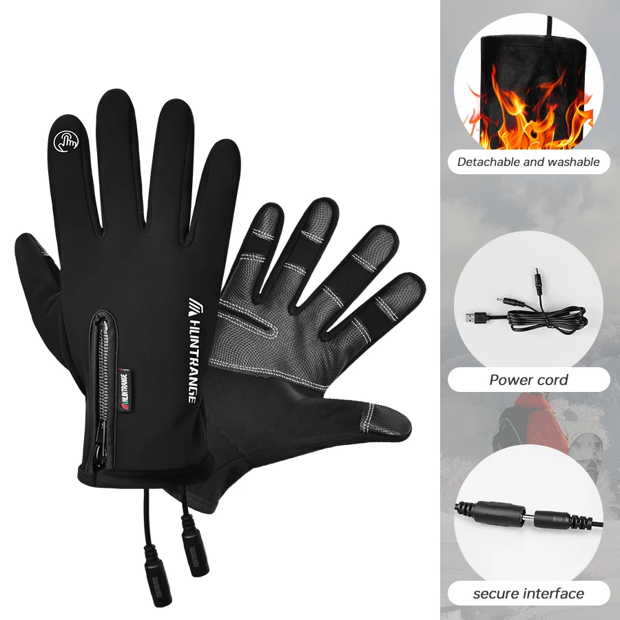 Winter USB interface charging heating warm cotton gloves thickened motorcycle battery electric car riding gloves