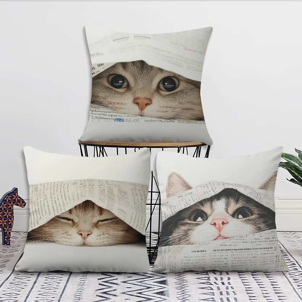 

Decoration Room Home Sofa Cute living newspaper Office Car Cat Nordic Simplicity 01Art Pillow Cover
