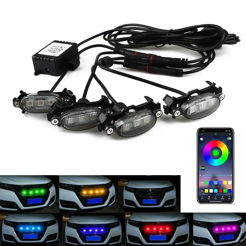 Car Grille LED Lights For Toyota For Tacoma For Ford F150 Raptor Style RGB Colorful Lamp Kits Wireless Bluetooth Control Lights