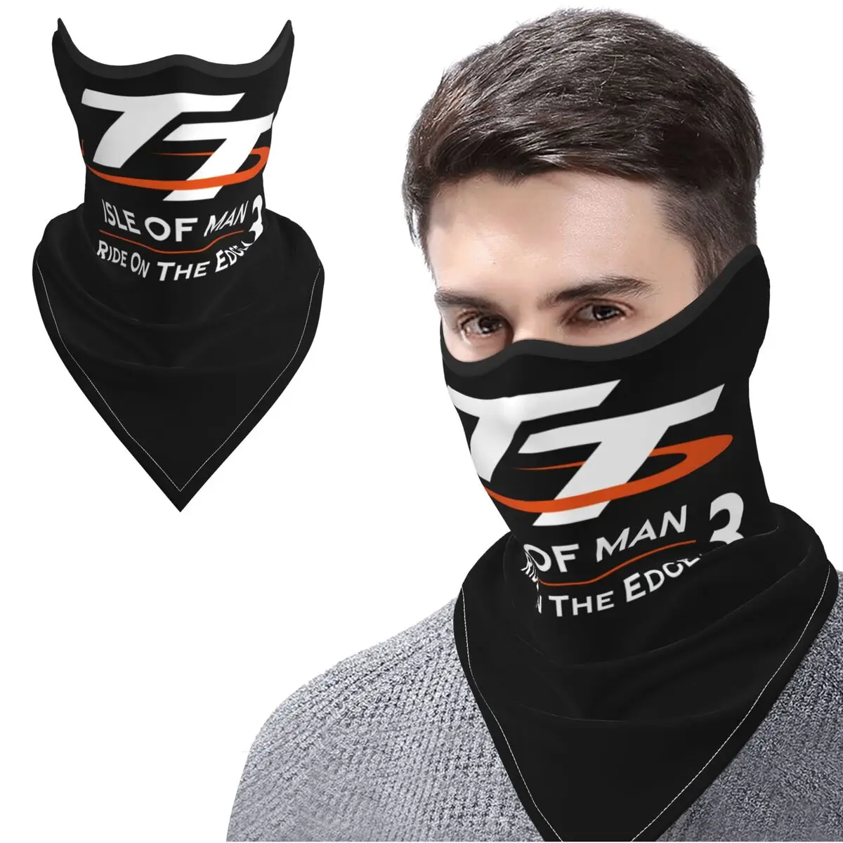 TT3 Isle Of Man TT Motorcycle Racing Neck Gaiter Cooling Balaclavas for Outdoor Activities Sun Protection Headwrap Scarf