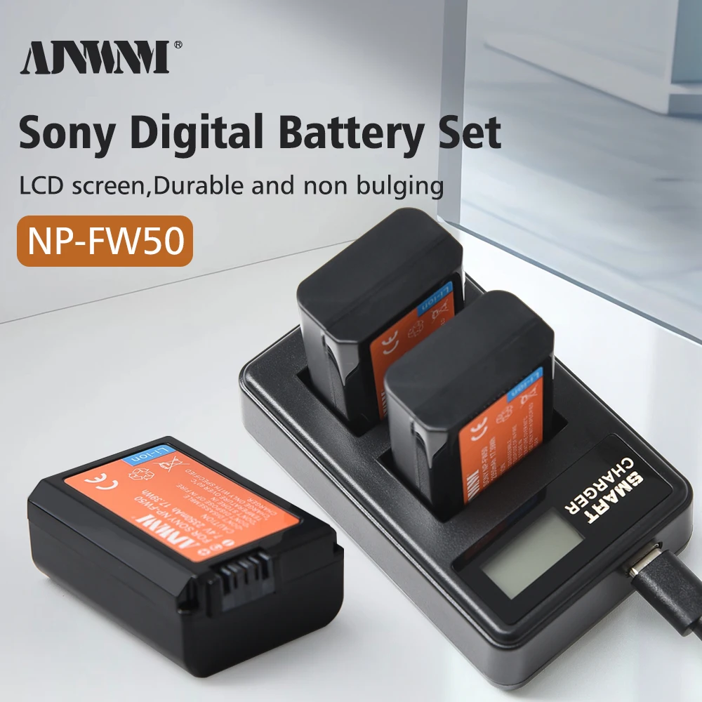 2350mAh NP-FW50 NP FW50 카메라 배터리 + LCD USB 듀얼 충전기 (소니 알파 a6500 a6300 a6000 a5000 a3000 NEX-3 a7R ZV-e1 용)