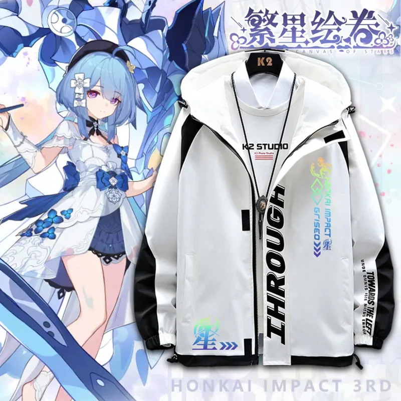 Griseo Long Sleeve Honkai Impact 3 Game Jacket Unisex Coat Hoodie Zipper Fashion Cool Hooded Sweatshirt Top Cosplay Costume Gift