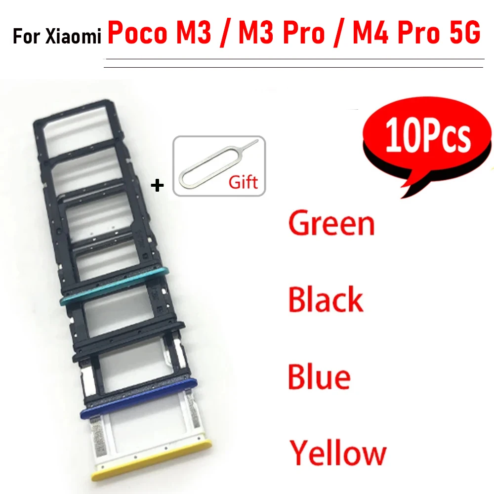 

10Pcs，Original SIM Card Tray chip slot drawer Holder Adapter Accessories For Xiaomi Poco M3 Pro M4 Pro 5G