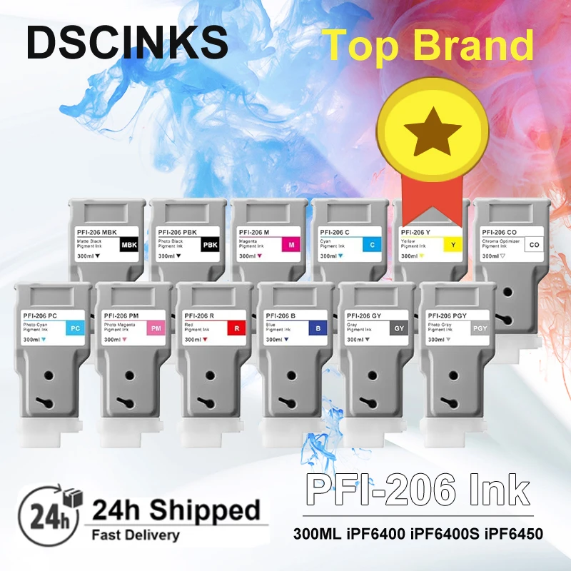 

300ml PFI-206 PFI 206 Compatible Ink Cartridge For Canon iPF 6410 IPF6460 printer with high quality pigment ink and stable chip