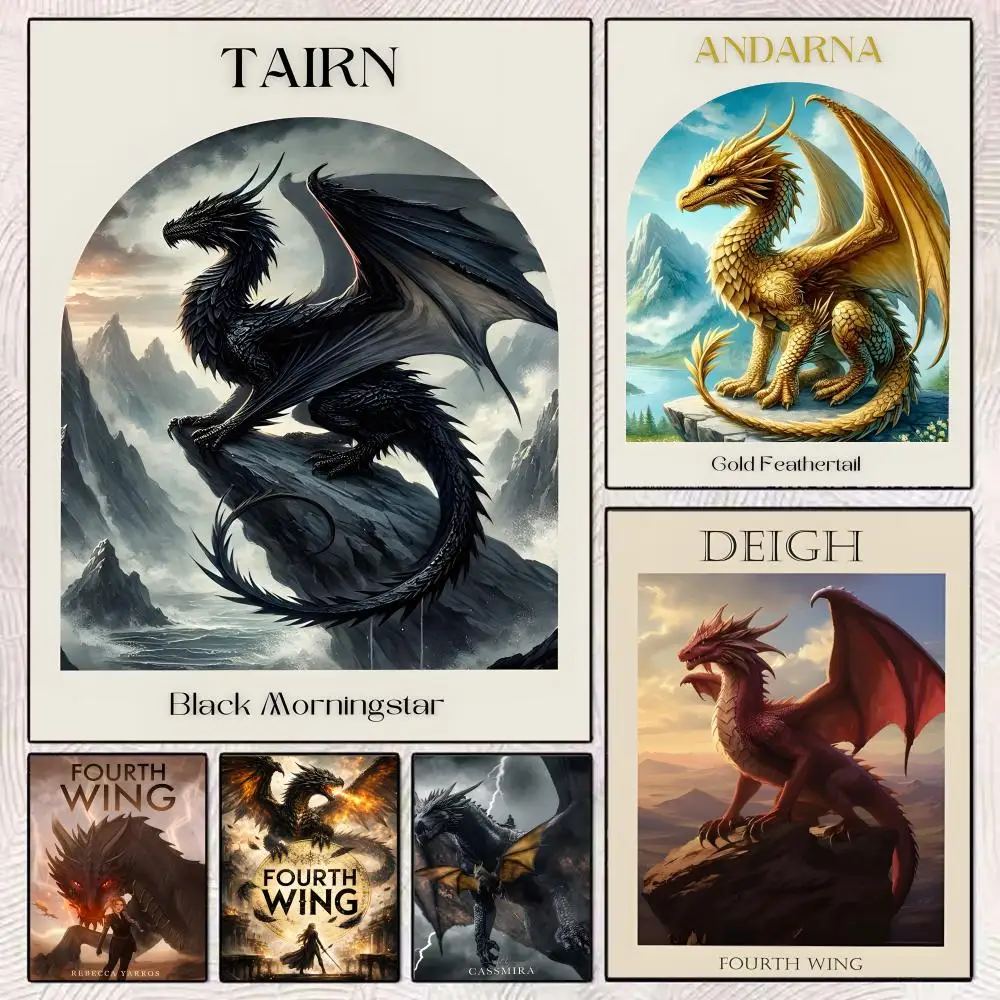 Anime Novel F-Fourth Wing Poster Durable Painting Canvas Poster Wall Hanging Home Interior Decoration Art Mural Gift