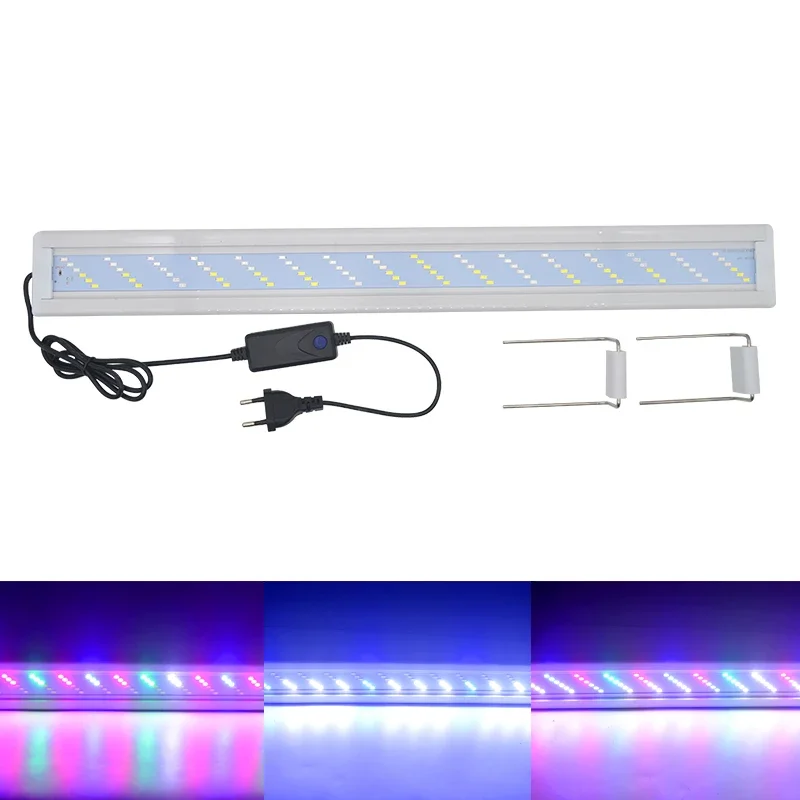 Super jasna lampa LED oświetlenie do akwarium dla roślin wodnych rosną akwarium rozszerzalny klips RGB wodoodporna lampa 220-240V 20 ~ 70CM