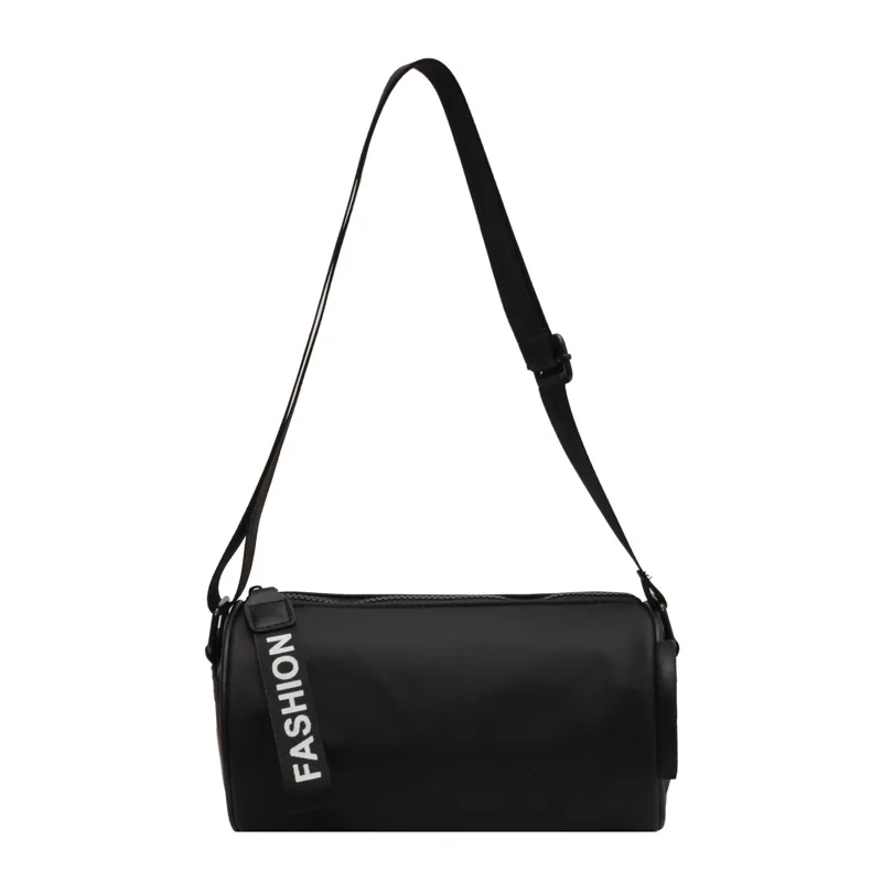 Shoulder Bag Black Barrel-shaped Large Capacity Messenger Bag Bucket Bag Trend All-match Bags for Women Sports Casual Handbag