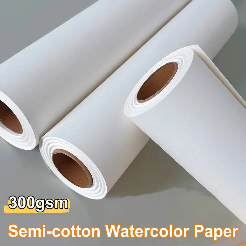

Полукатанная хлопковая бумага для акварели, матовая, 300 г/м², рулонная, 10 м, белая, для рисования