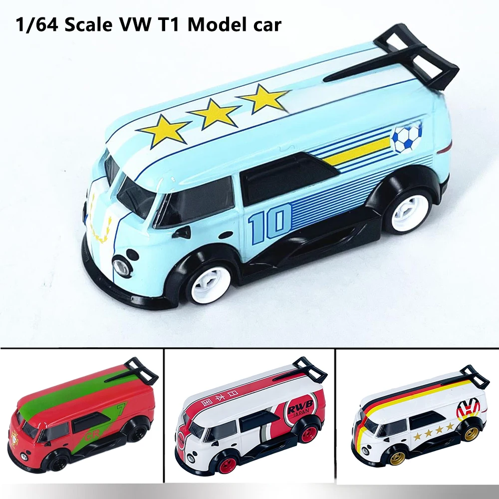 

1/64 VW T1 имитация автобуса, литой под давлением металлический сплав, готовая статическая модель автомобиля, украшение, коллекция, дисплей, игрушка в подарок