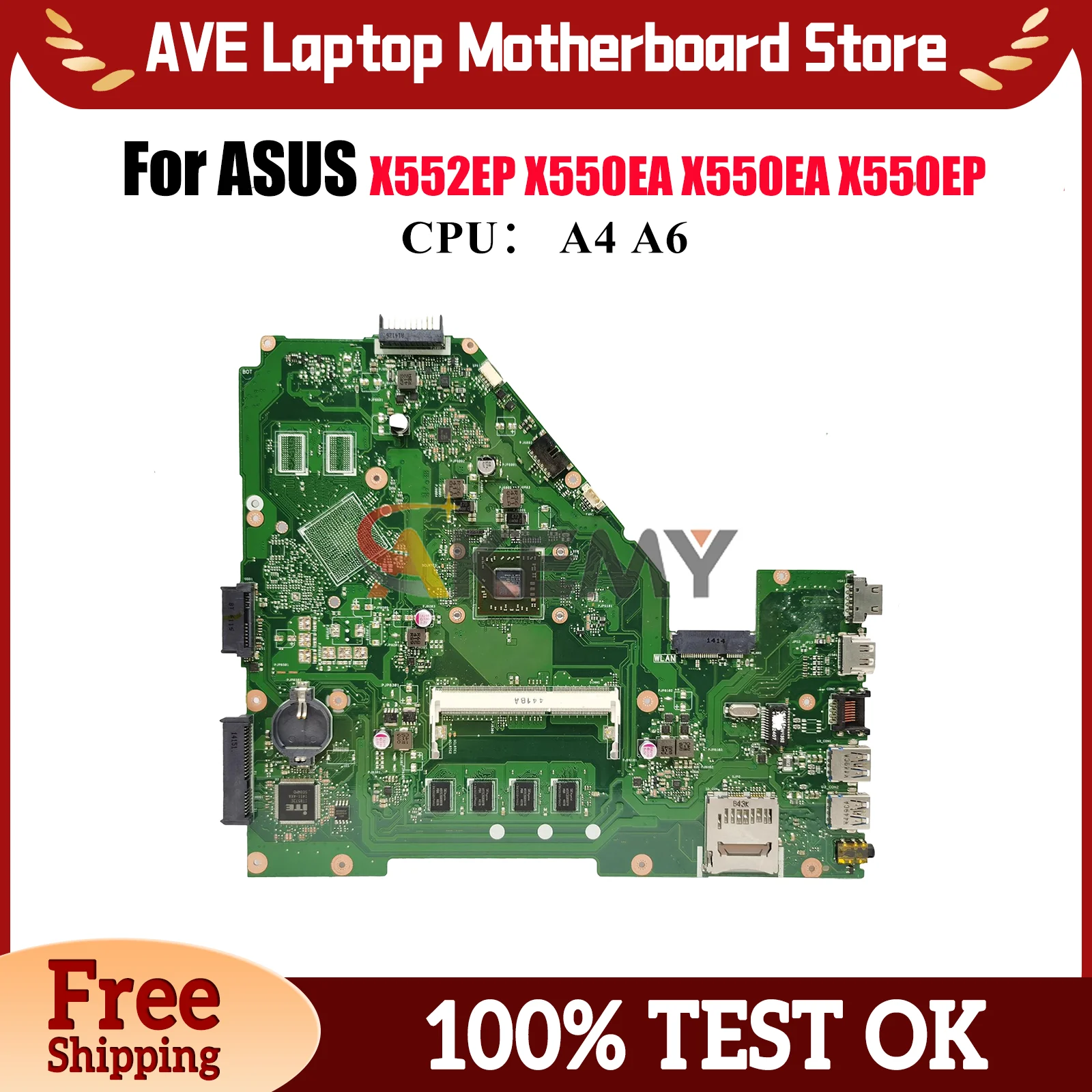 

X550EA Материнская плата для ноутбука ASUS VivoBook X550E X550EP Y582E X552EP X550EA Y581E X552W F550WE Материнская плата с процессором A4 A6 быстрая доставка