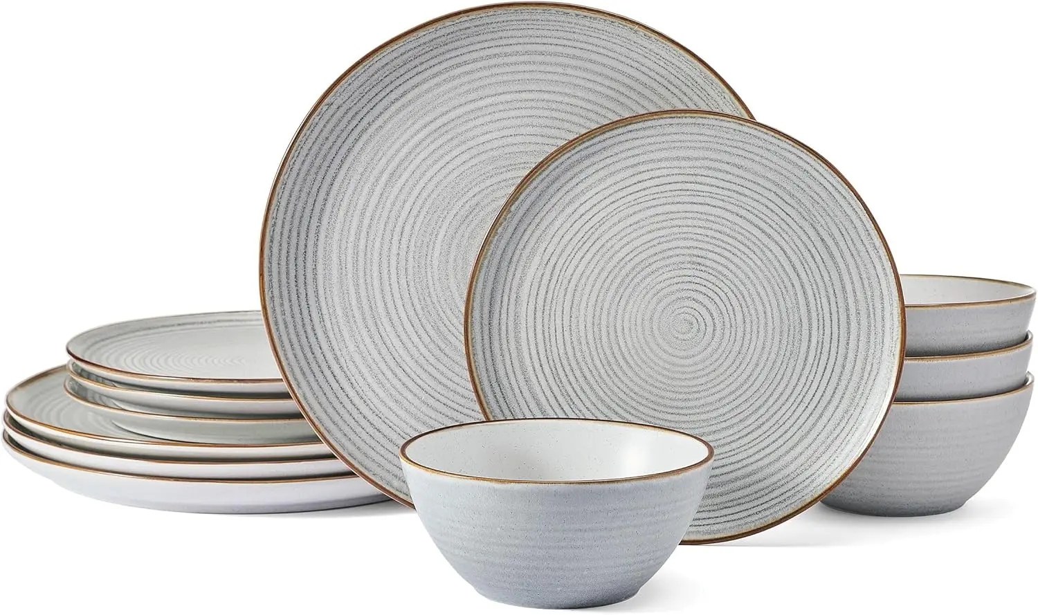 

Rowan Gray 12 Piece Plate Bowl Dinnerware Set, Service for 4