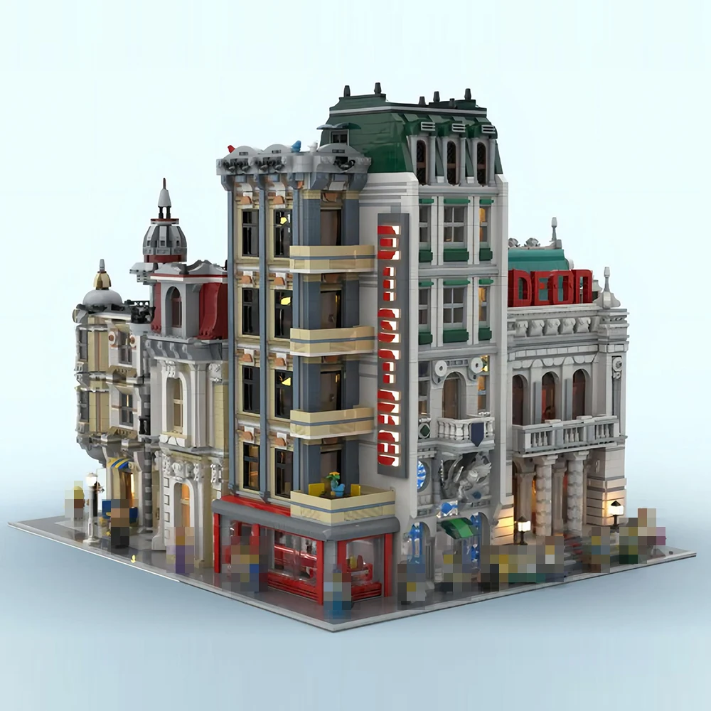 MOC Building City Hot Sale Street View Office Building Blocks Tower Corner Creative Pub Model DIY Model Toy Boy Christmas Gift